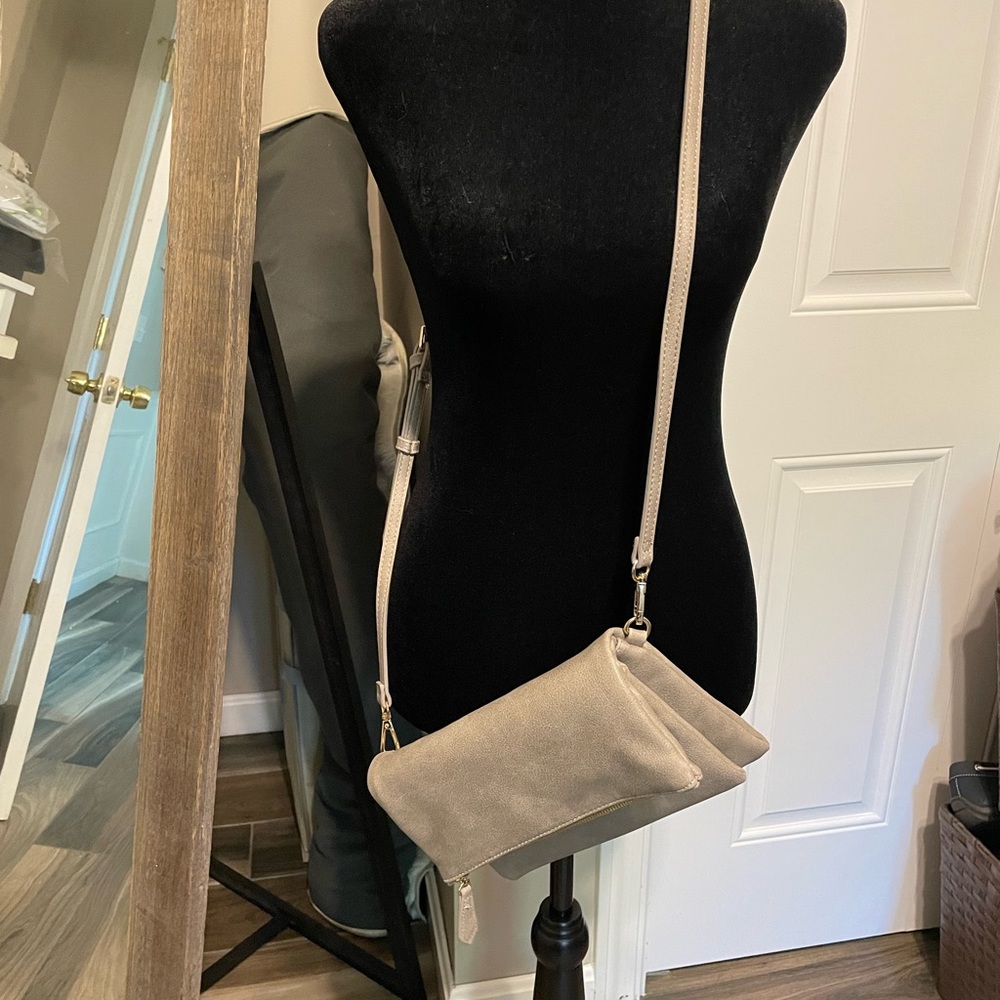 Taupe colored crossbody bag/wristlet NWOT